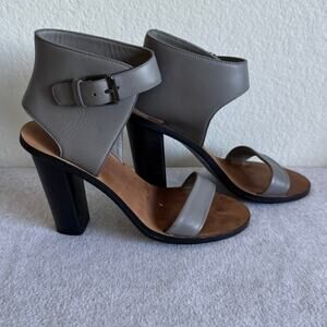 Vince Nicole Leather Ankle Strap Heels in Grey Size 7